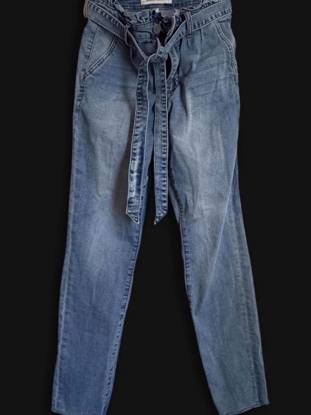 Ashley Mason High-Rise Tie-Waist Jeans in Medium Blue Wash